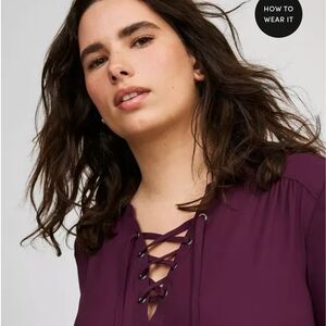 Torrid Purple Lace-Up Blouse